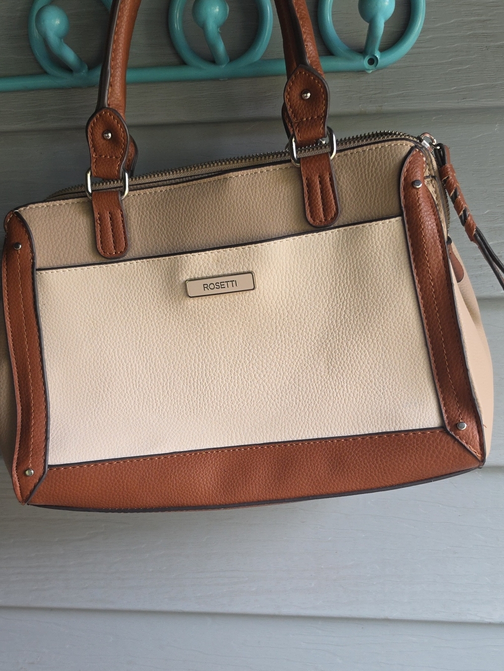 Rosetti Two-Tone Cream and Tan Satchel
